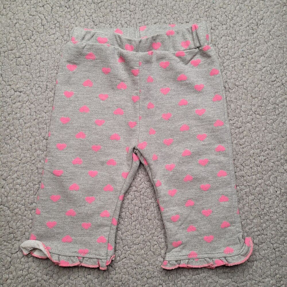 Calvin Klein Pants Baby Girls 3-6 Mos Gray Pink Hearts Ruffles Valentine Stretch